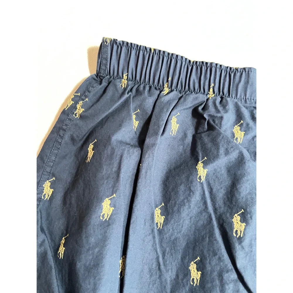 Polo‎ Ralph Lauren Mens Navy Gold All Over Pony Logo Woven Boxers Large 2-Pack